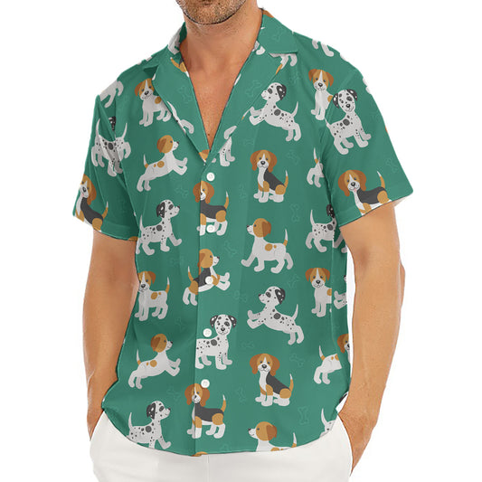 Cute Jack Russell Terrier Pattern Print Men's Deep V-Neck Shirt