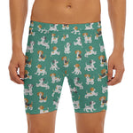 Cute Jack Russell Terrier Pattern Print Men's Long Boxer Briefs