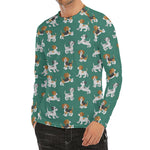 Cute Jack Russell Terrier Pattern Print Men's Long Sleeve Rash Guard
