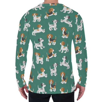 Cute Jack Russell Terrier Pattern Print Men's Long Sleeve T-Shirt