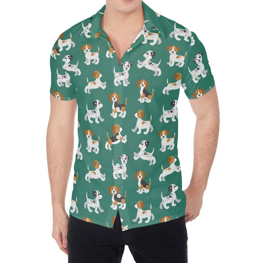 Cute Jack Russell Terrier Pattern Print Men's Shirt