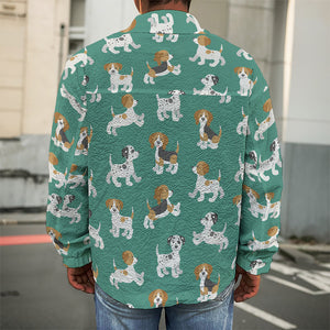 Cute Jack Russell Terrier Pattern Print Men's Shirt Jacket