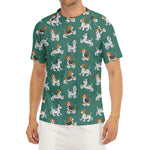 Cute Jack Russell Terrier Pattern Print Men's Short Sleeve Rash Guard