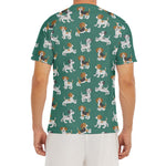 Cute Jack Russell Terrier Pattern Print Men's Short Sleeve Rash Guard