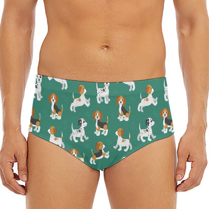 Cute Jack Russell Terrier Pattern Print Men's Triangle Swim Briefs