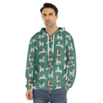 Cute Jack Russell Terrier Pattern Print Men's Velvet Pullover Hoodie