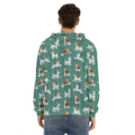 Cute Jack Russell Terrier Pattern Print Men's Velvet Pullover Hoodie
