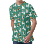Cute Jack Russell Terrier Pattern Print Men's Velvet T-Shirt