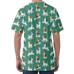 Cute Jack Russell Terrier Pattern Print Men's Velvet T-Shirt