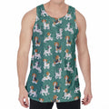 Cute Jack Russell Terrier Pattern Print Men's Velvet Tank Top