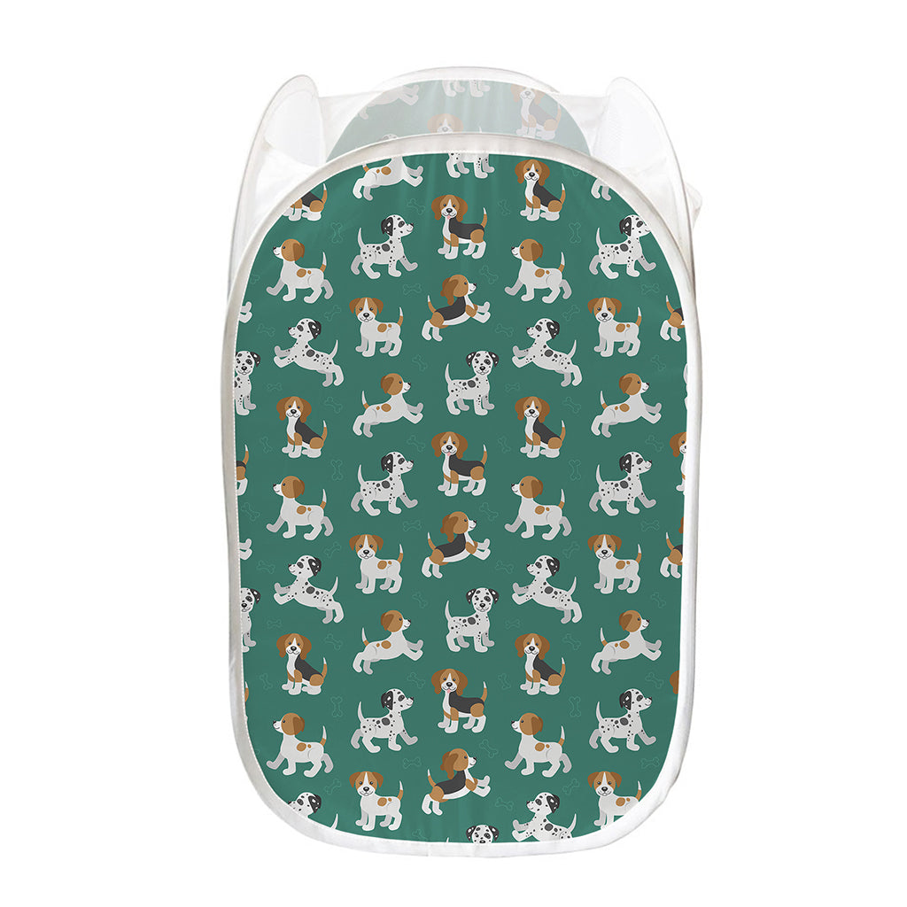 Cute Jack Russell Terrier Pattern Print Mesh Laundry Hamper