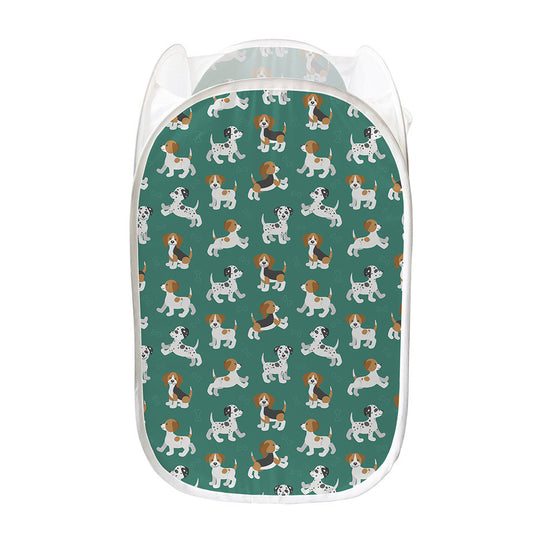 Cute Jack Russell Terrier Pattern Print Mesh Laundry Hamper