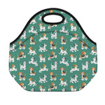 Cute Jack Russell Terrier Pattern Print Neoprene Lunch Bag