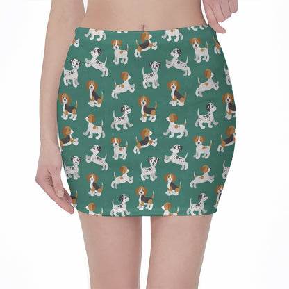 Cute Jack Russell Terrier Pattern Print Pencil Mini Skirt
