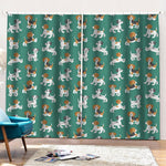 Cute Jack Russell Terrier Pattern Print Pencil Pleat Curtains