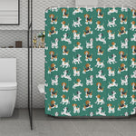 Cute Jack Russell Terrier Pattern Print Polyester Shower Curtain