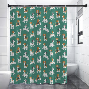 Cute Jack Russell Terrier Pattern Print Premium Shower Curtain