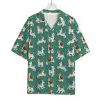 Cute Jack Russell Terrier Pattern Print Rayon Hawaiian Shirt