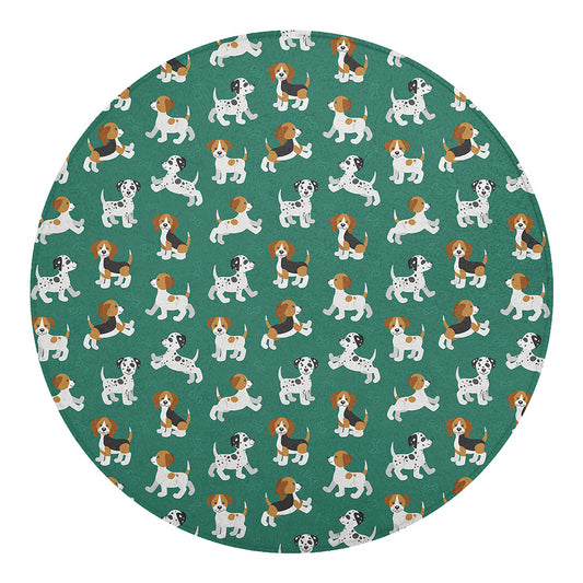 Cute Jack Russell Terrier Pattern Print Round Blanket