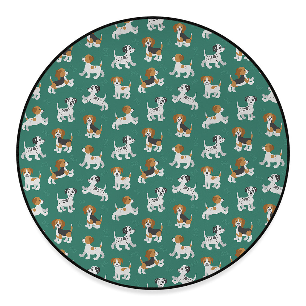 Cute Jack Russell Terrier Pattern Print Round Floor Mat