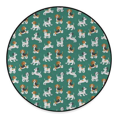 Cute Jack Russell Terrier Pattern Print Round Floor Mat