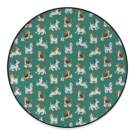 Cute Jack Russell Terrier Pattern Print Round Floor Mat