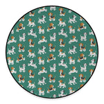 Cute Jack Russell Terrier Pattern Print Round Floor Mat