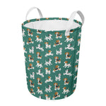 Cute Jack Russell Terrier Pattern Print Round Laundry Basket