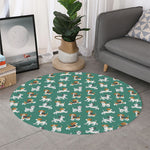 Cute Jack Russell Terrier Pattern Print Round Rug
