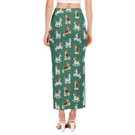 Cute Jack Russell Terrier Pattern Print Side Slit Maxi Skirt