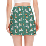 Cute Jack Russell Terrier Pattern Print Side Slit Mini Skirt