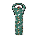 Cute Jack Russell Terrier Pattern Print Single Neoprene Wine Tote