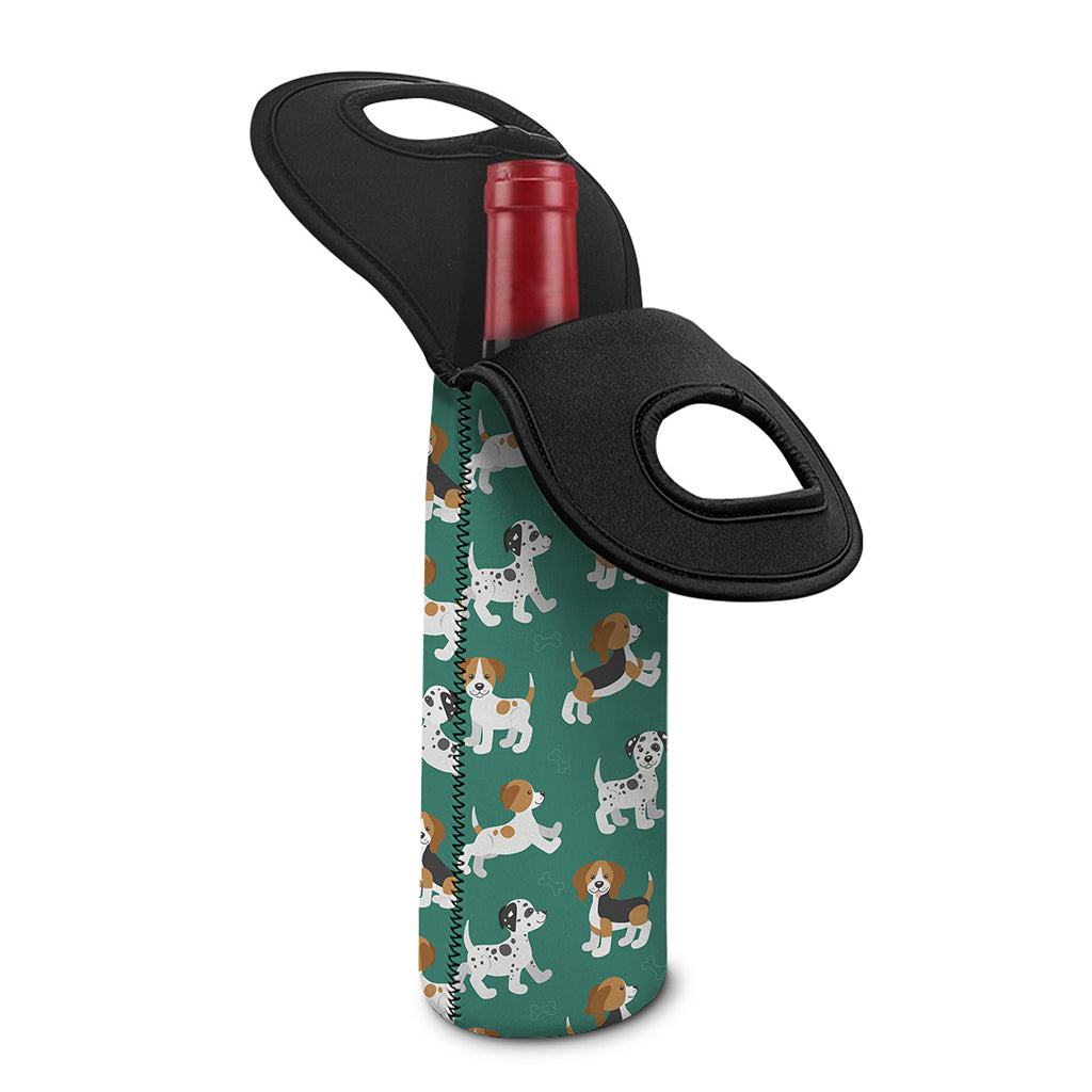 Cute Jack Russell Terrier Pattern Print Single Neoprene Wine Tote