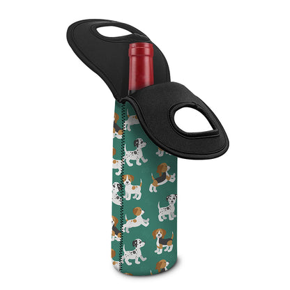 Cute Jack Russell Terrier Pattern Print Single Neoprene Wine Tote