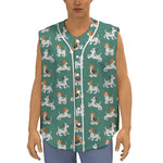 Cute Jack Russell Terrier Pattern Print Sleeveless Baseball Jersey