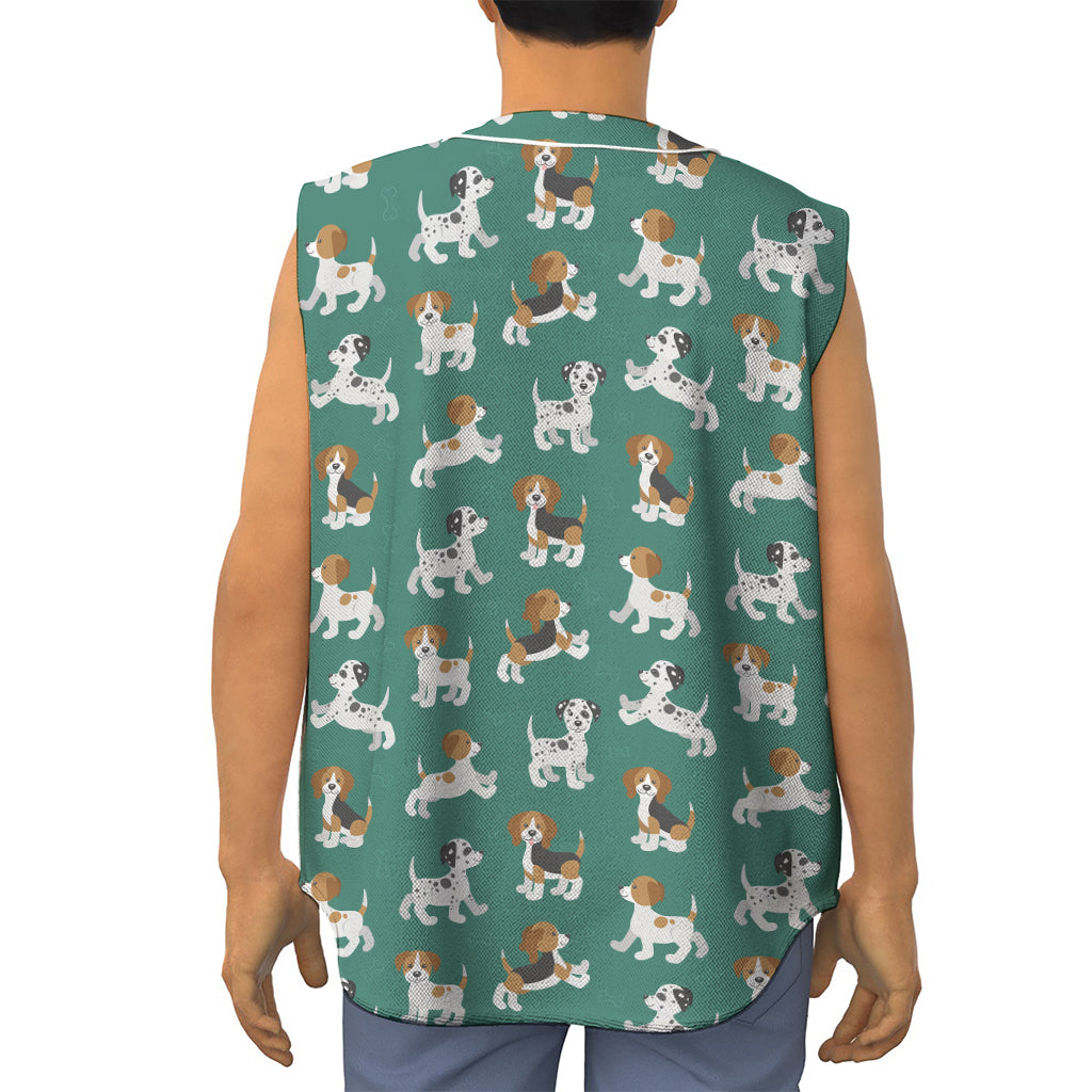 Cute Jack Russell Terrier Pattern Print Sleeveless Baseball Jersey