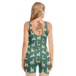 Cute Jack Russell Terrier Pattern Print Sleeveless One Piece Swimsuit