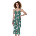 Cute Jack Russell Terrier Pattern Print Slim Fit Midi Cami Dress