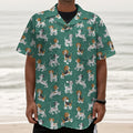 Cute Jack Russell Terrier Pattern Print Textured Short Sleeve Shirt