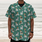 Cute Jack Russell Terrier Pattern Print Textured Short Sleeve Shirt