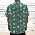 Cute Jack Russell Terrier Pattern Print Textured Short Sleeve Shirt