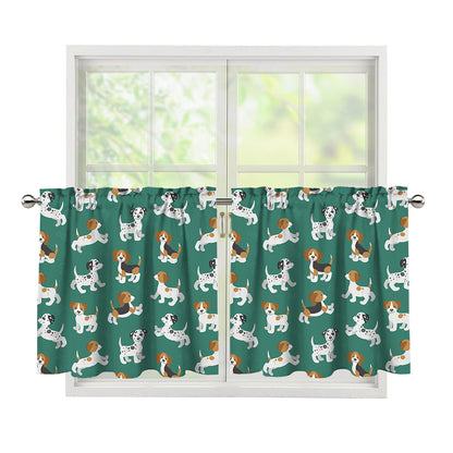 Cute Jack Russell Terrier Pattern Print Tier Curtains