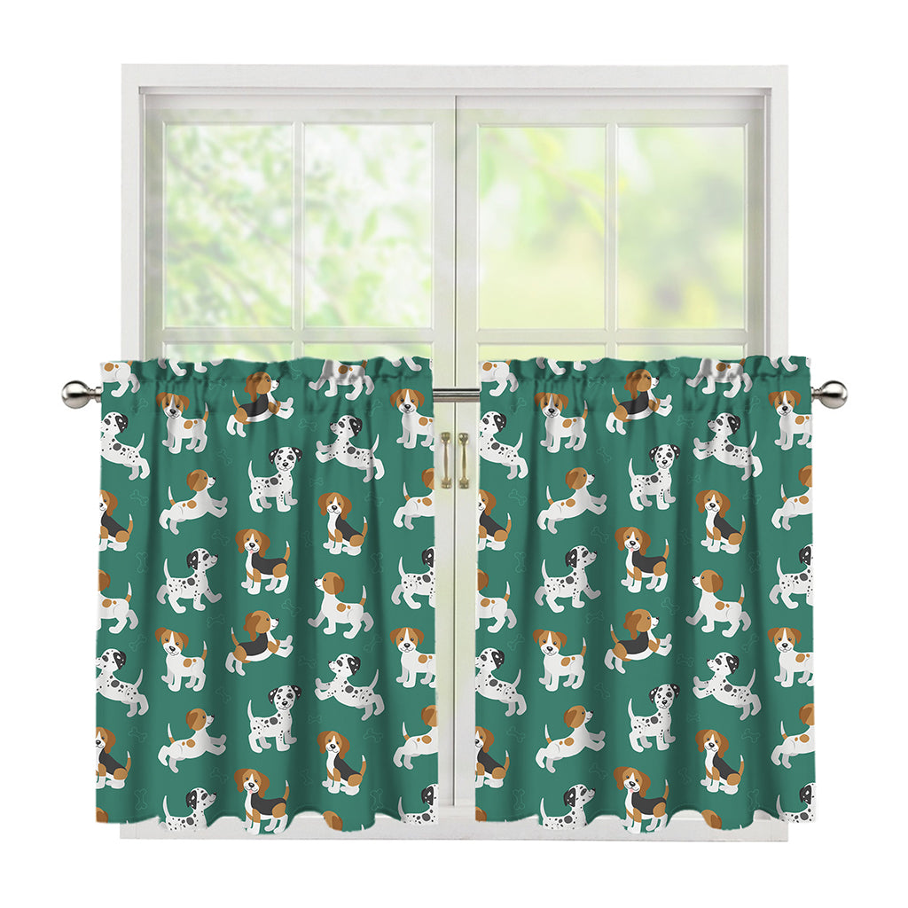 Cute Jack Russell Terrier Pattern Print Tier Curtains