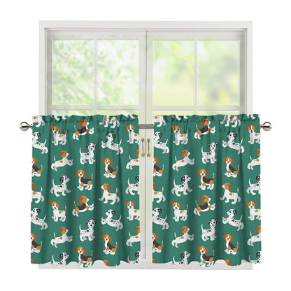 Cute Jack Russell Terrier Pattern Print Tier Curtains