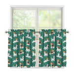 Cute Jack Russell Terrier Pattern Print Tier Curtains