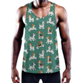 Cute Jack Russell Terrier Pattern Print Men's Workout Tank Top