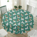 Cute Jack Russell Terrier Pattern Print Waterproof Round Tablecloth
