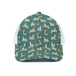 Cute Jack Russell Terrier Pattern Print White Mesh Trucker Cap