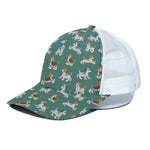 Cute Jack Russell Terrier Pattern Print White Mesh Trucker Cap