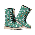 Cute Jack Russell Terrier Pattern Print Winter Boots